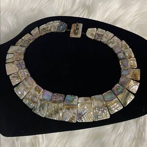 Abalone hand carved Statement Necklace -